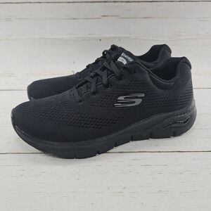 Skechers Arch Fit Big Appeal Womens 8.5 Wide Black Athletic Shoes Sneakers